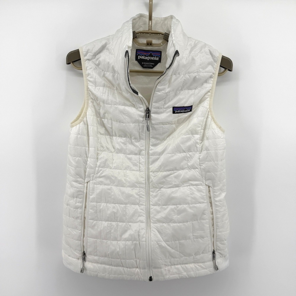 Patagonia Nano Puff Vest White PrimaLoft Insulated Womens Small 84247 FA18